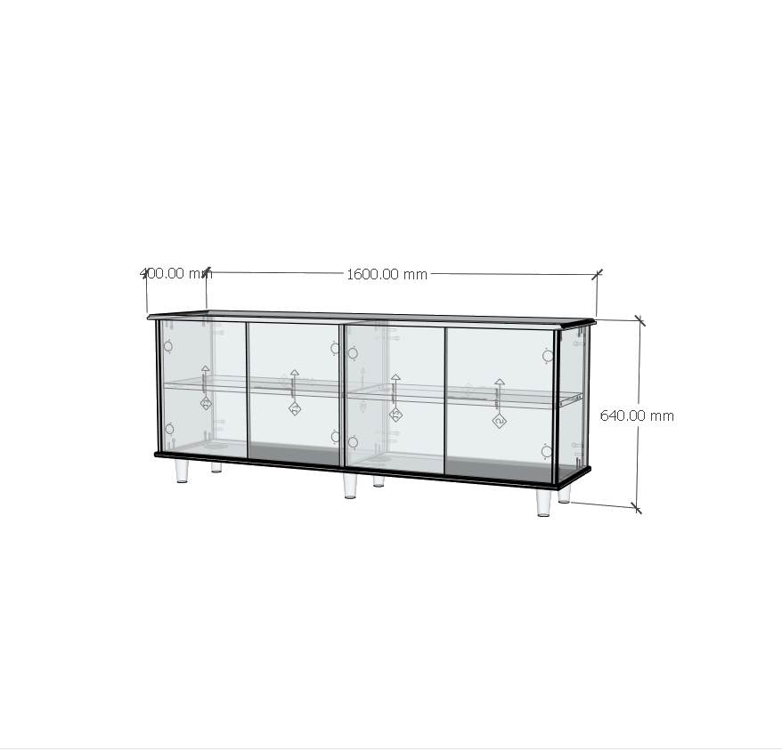 HAPPY FURNITURE , gỗ tự nhiên, Tủ lưu trữ 4 cửa mở - FARAH , TCM_193 , 160cm x 40cm x 64cm