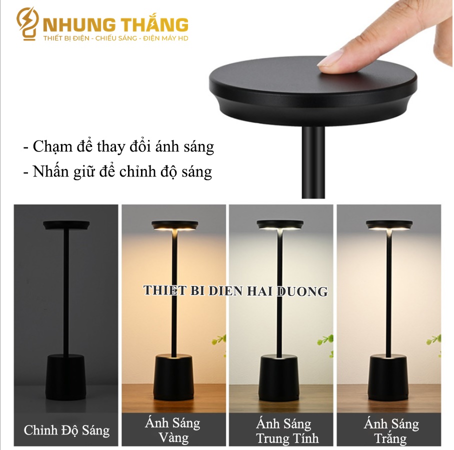 Đèn Bàn Decor Trang trí Nhà hàng,Quán Bar,Khách Sạn DB-985 - Kiểu Dáng Sang Trọng - 3 Chế Độ Ánh Sáng - Sạc Tích Điện - CÓ VIDEO