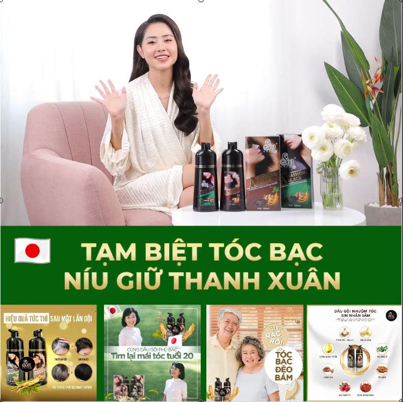 [Chính Hãng] Dầu Gội Nhuộm Tóc SIN HAIR Nhật Bản 500ml, 100% Thảo Dược Thiên Nhiên, Dầu Gội Nhuộm Tóc Nhân Sâm Nhật Bản Giúp Phủ Bạc Đen Tóc