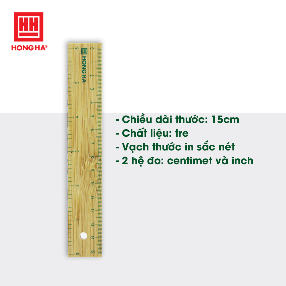 Thước kẻ tre 15cm Hồng Hà 3492