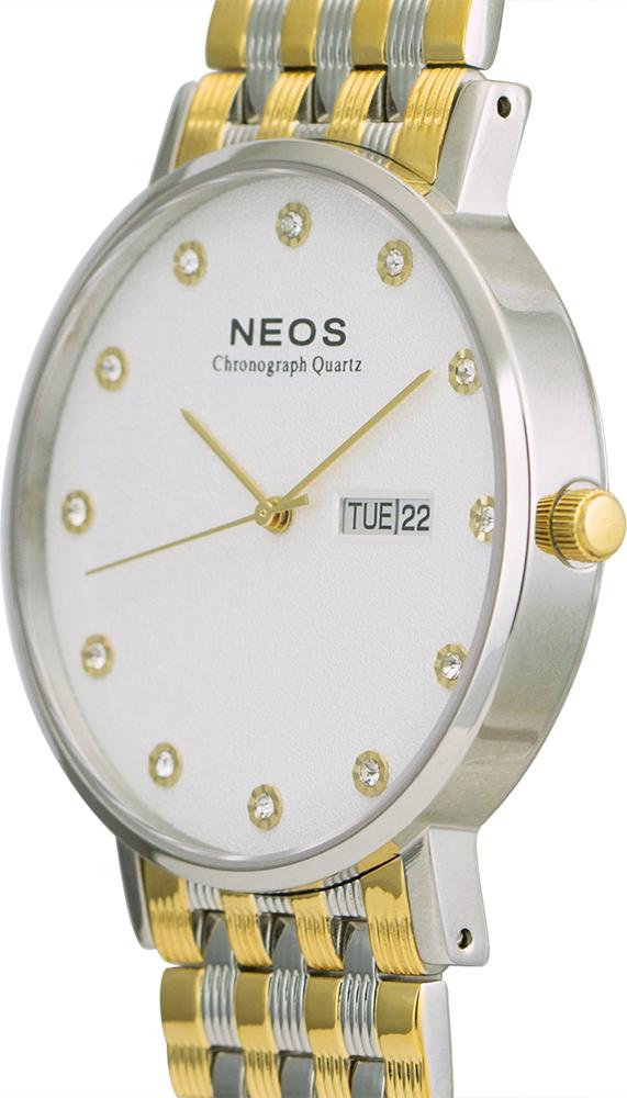 Đồng hồ Neos N-30901M nam dây thép bạc phối vàng