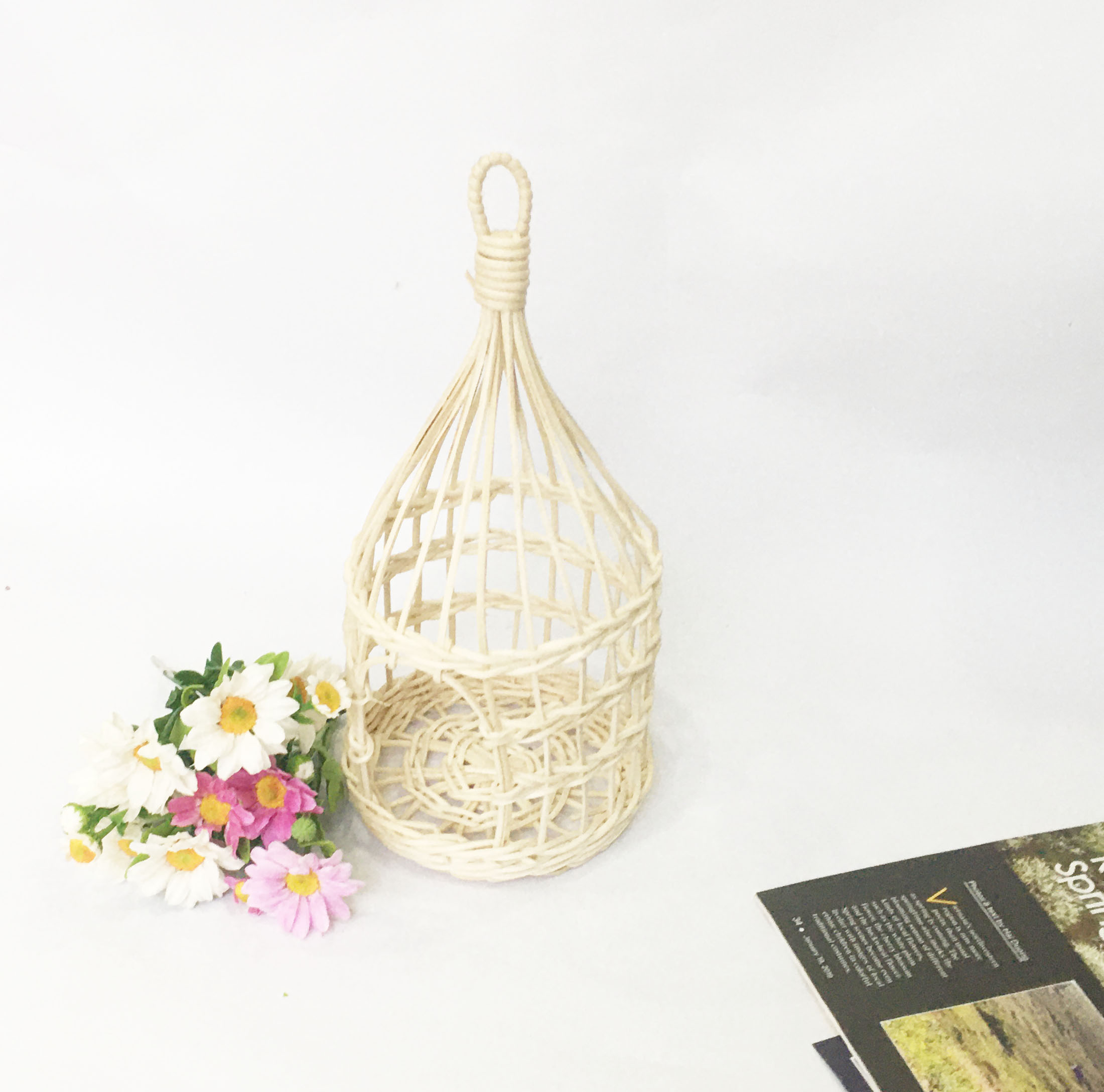 Lồng chim bằng mây tự nhiên vintage - cắm hoa / trang trí tiệc / đựng đồ đa năng handmade