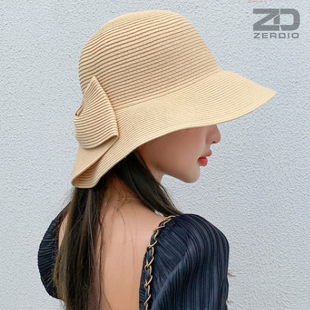 Mũ Cói Đi Biển Nữ, Nón Rơm Rộng Vành Phong Cách Hàn Quốc MCDBN02