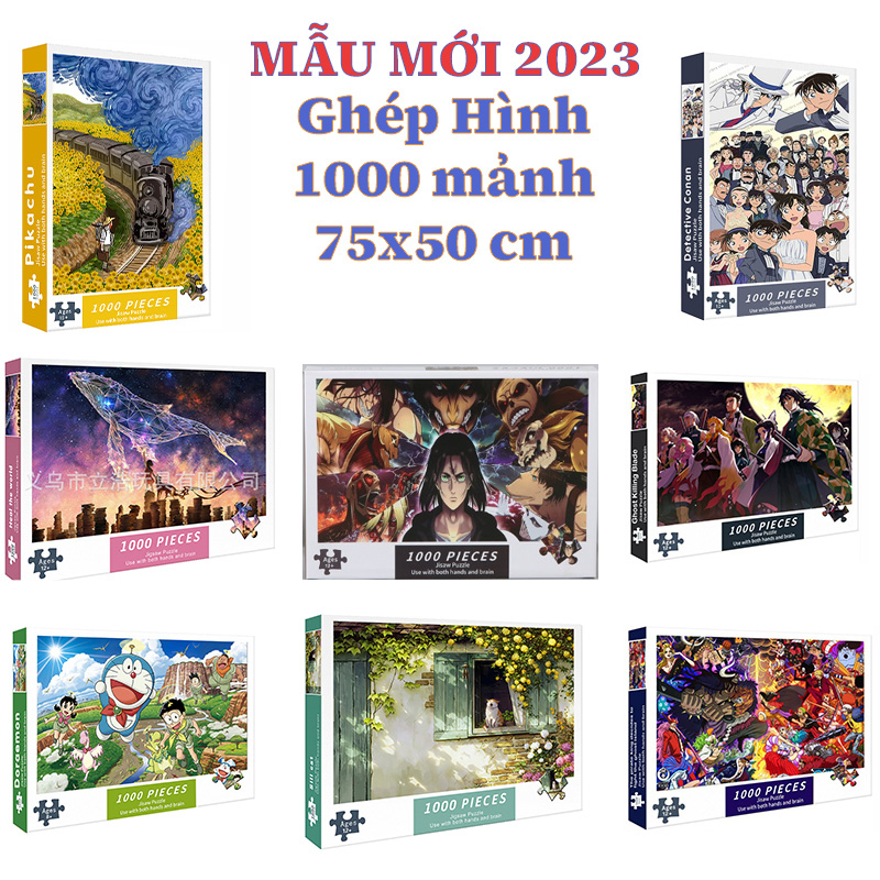 (Mẫu mới) Tranh ghép xếp hình 1000 miếng - Ghép hình 1000 mảnh hoạt hình phong cảnh, Lắp ráp phát triển tư duy. 75x50