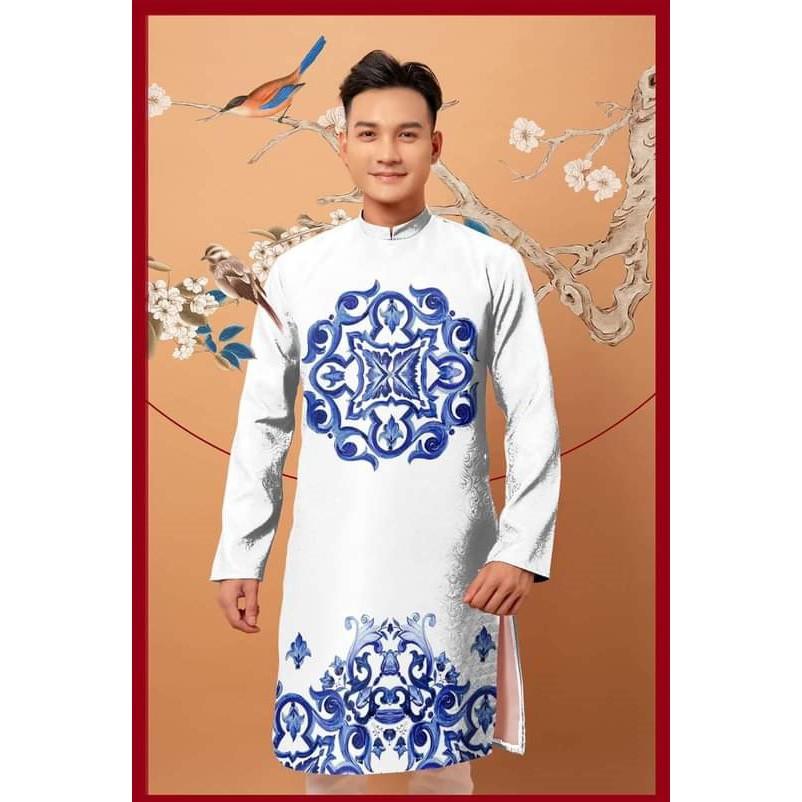 ÁO DÀI CÁCH TÂN NAM HỌA TIẾT -TẾT 2021 - PHÚC GYM STORE