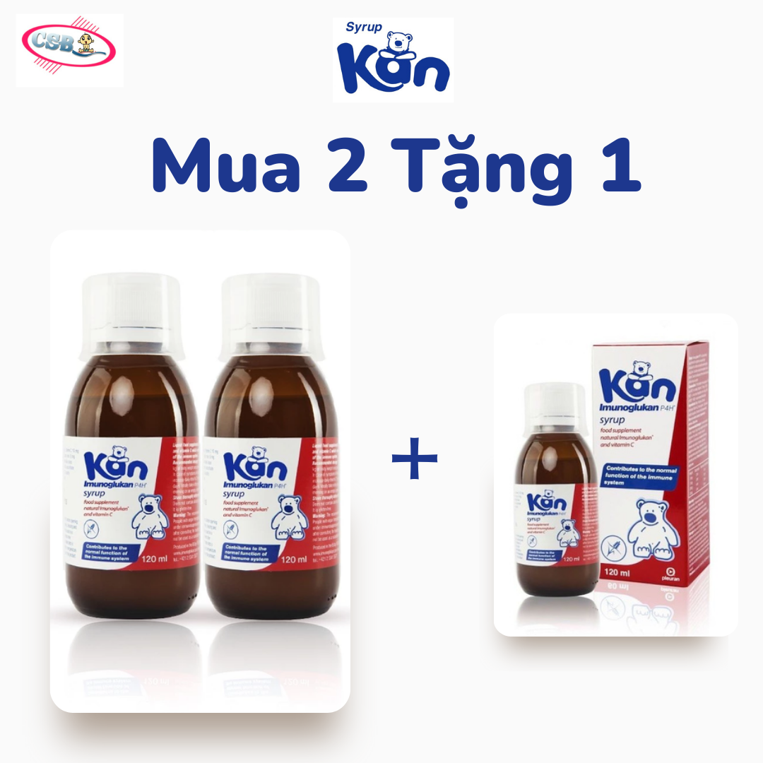 [Mua 1 Tặng 1] Combo 2 Siro Kan ImunoGlukan chai 120ml hỗ trợ miễn dịch nâng cao sức đề kháng cho bé
