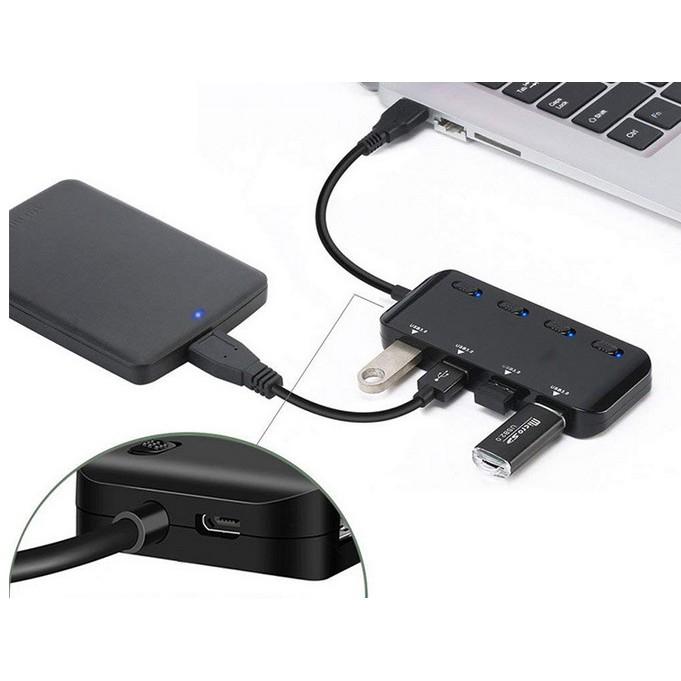 Hub chia usb 3.0 Ultra Slim có công tắc - Bộ chia cổng USB 1 ra 4