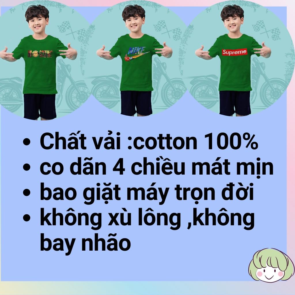 Size đại bé trai-Bộ quần áo trẻ em cho bé trai cotton 4 chiều xuất mềm mịn đẹp cho bé từ 20 đến 45kg in logo dễ thương