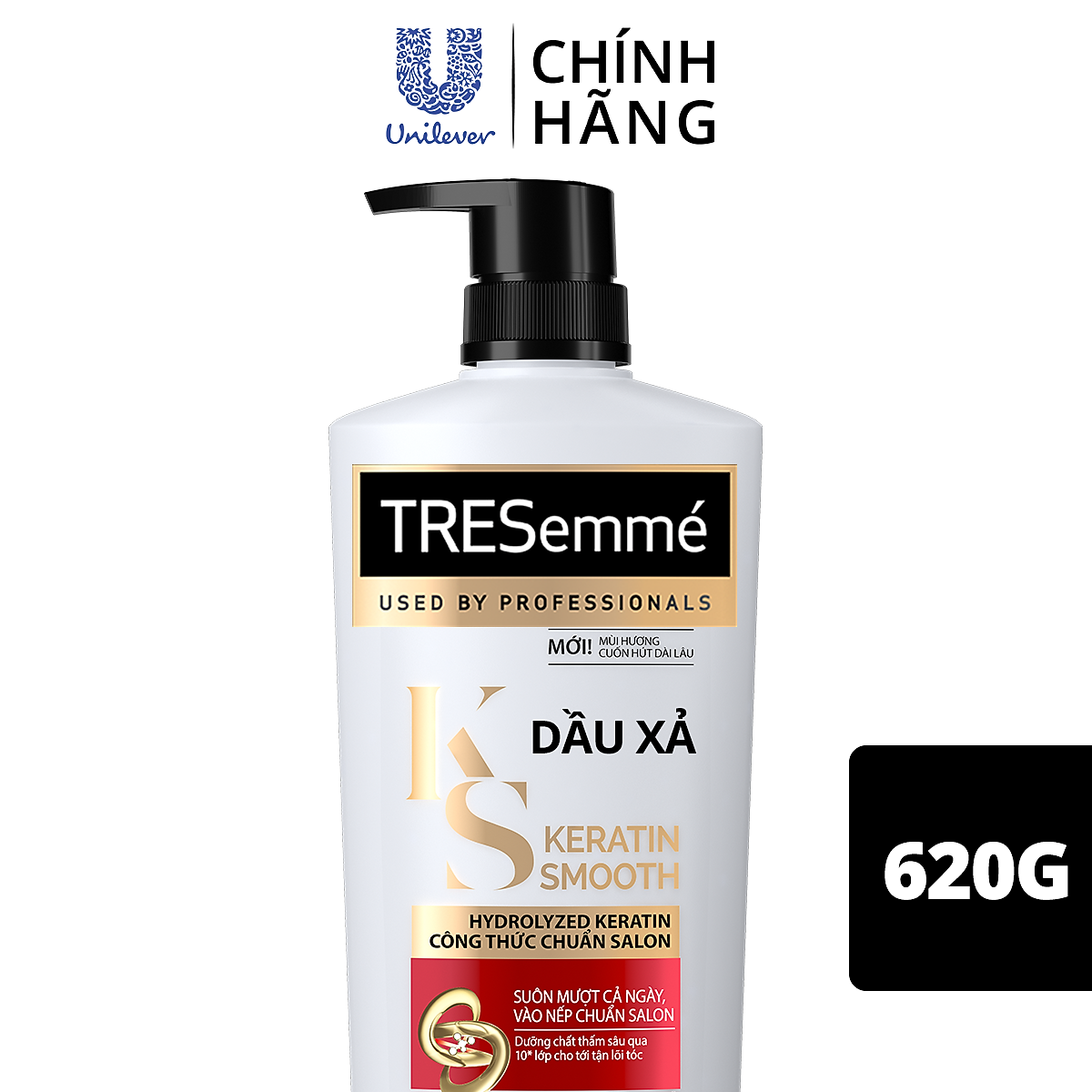 Dầu xả TRESEMME Keratin Smooth Dưỡng tóc khô xơ rối Công thức Hydrolyzed Keratin Vào Nếp Suôn Mượt 620g