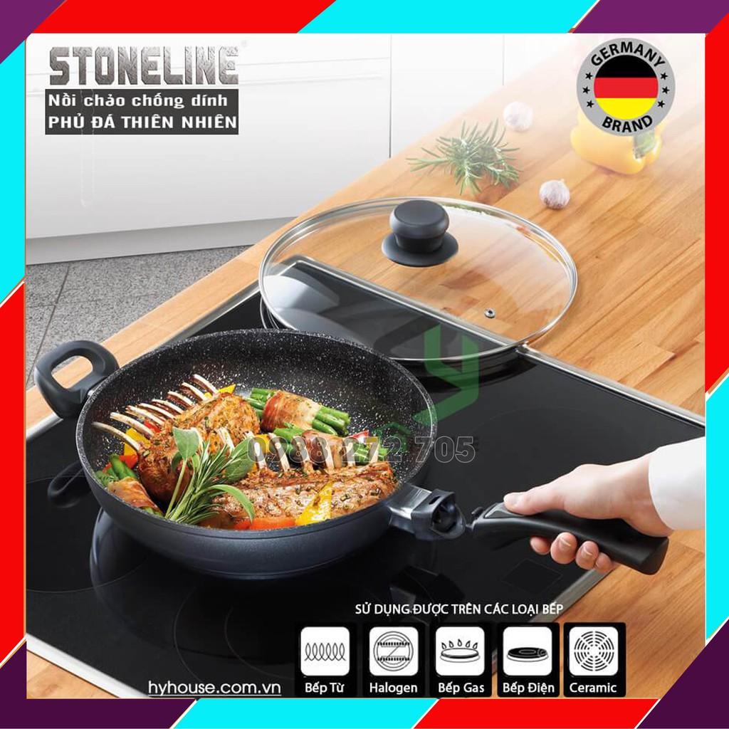 Chảo chống dính dùng bếp từ phủ đá thiên nhiên - STONELINE @17424 - 28cm sâu có nắp - Hàng Chính Hãng