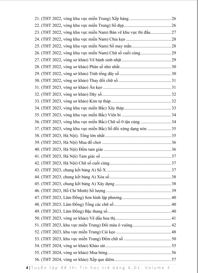 Tuyển tập đề thi Tin học trẻ Bảng A, D1. Volume 3
