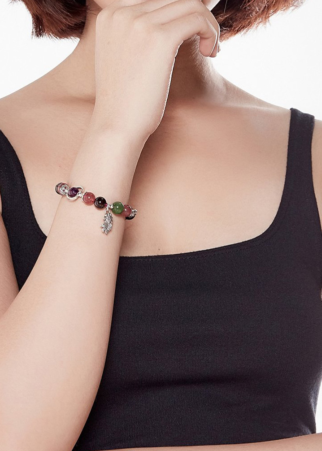 Vòng Tay Đá Đa Sắc Mix Charm Ngọc Quý Gemstones VT45