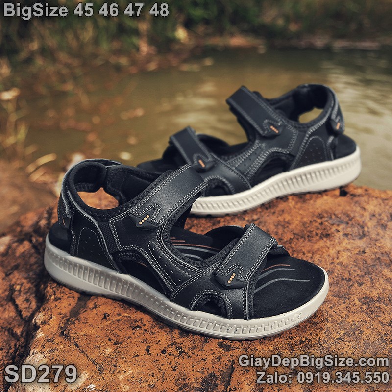 Giày xăng đan da thật, dép quai hậu cỡ lớn 45 46 47 48 cho nam cao to chân ú bè. Big size sandals for wide feet