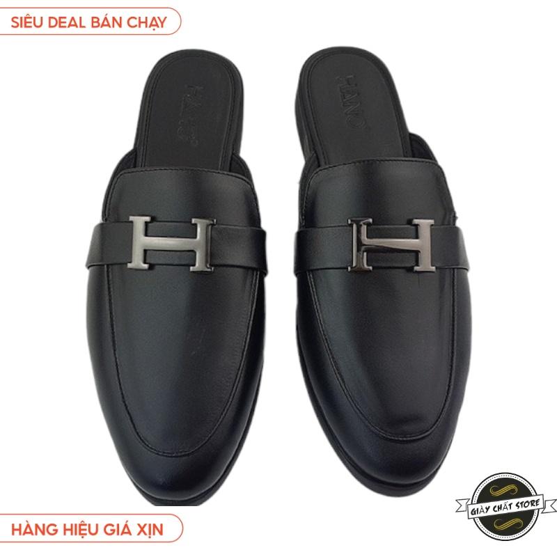 Sục nam giày bít mũi đai chữ h da Pu hàng xịn VN02