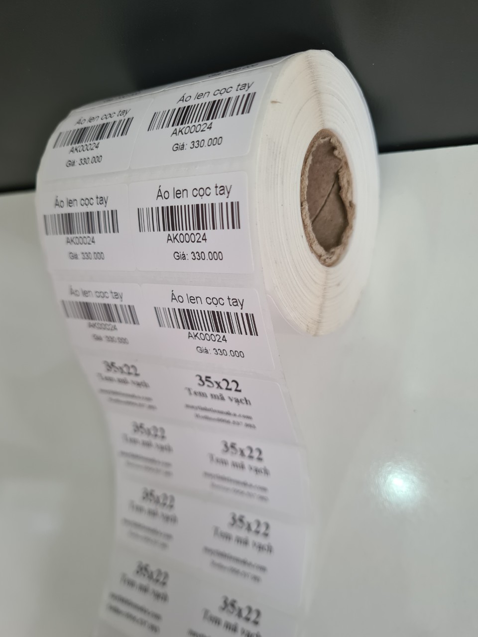 Decal in nhiệt, tem nhãn, 2 tem 35x22mm, 2500 tem/ cuộn