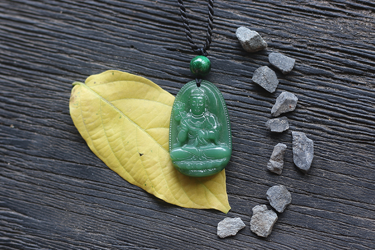 Mặt Đại Thế Chí Bồ Tát Đá Ngọc Tuỷ Ngọc Quý Gemstones MD57 - Xanh Lá