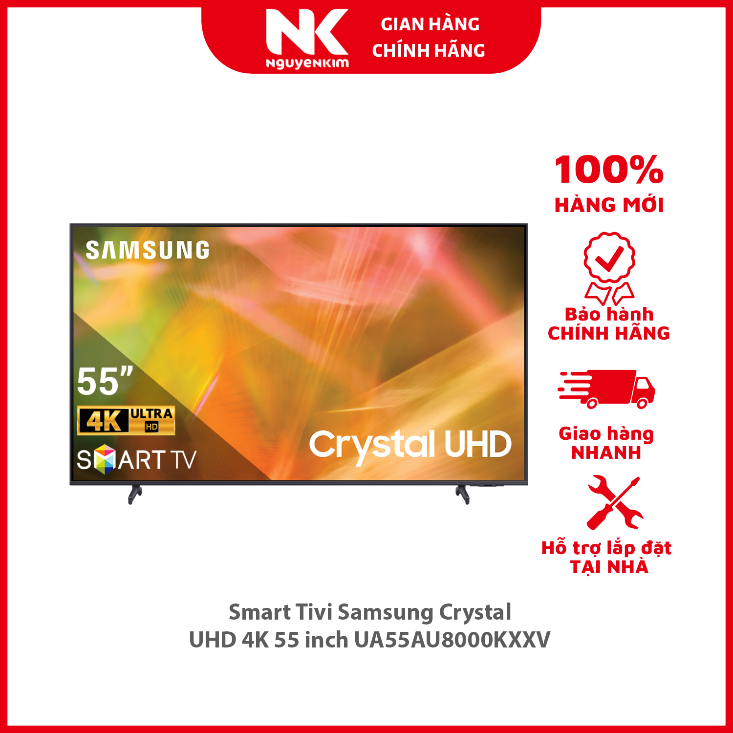 Smart Tivi Samsung Crystal UHD 4K 55 inch UA55AU8000KXXV - Hàng Chính Hãng