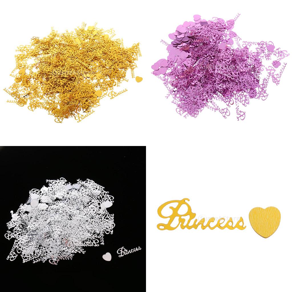 15g Glitter PRINCESS Heart Confetti Foil Girls Birthday Party Decor Gold