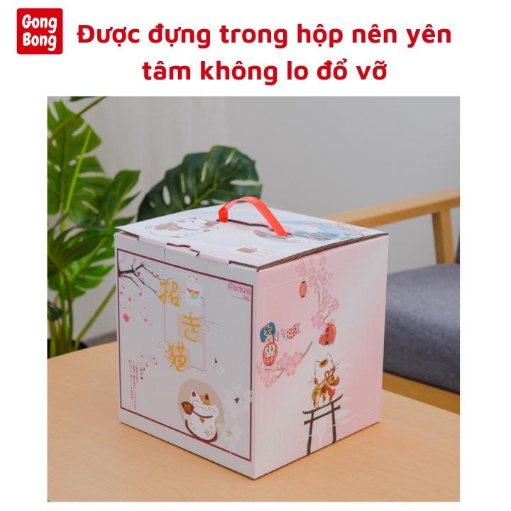 Mèo thần tài bằng sứ có đệm nhung mèo chiêu tài lộc để bàn làm việc oto cửa hàng cho gia chủ