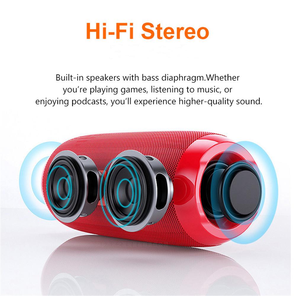 Loa di động chống nước Loa siêu trầm không dây Bluetooth 5.0 ngoài trời Thẻ TF Đĩa U Đầu vào Aux Âm trầm sâu Loa âm thanh nổi HIFI TWS Màu sắc: Đen