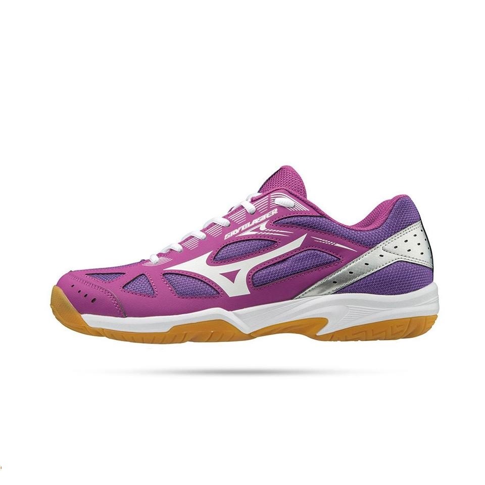 Giày bóng chuyền, giày cầu lông Mizuno Sky Blaster 71GA194567 thiết kế phù hợp cho bạn có khuôn chân dài dành cho nam màu tím đủ size