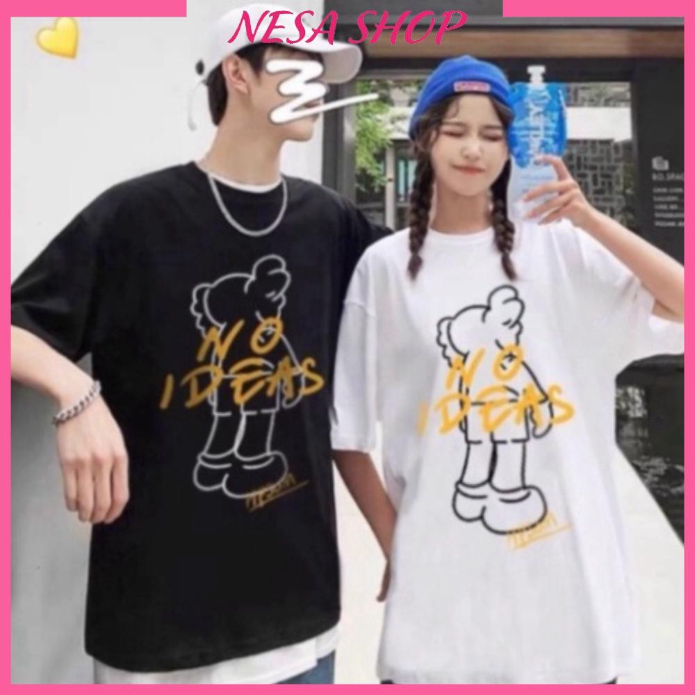 Áo thun unisex nam nữ form rộng tay lỡ NO IDEAS freesize 40-70kg, áo phông nam nữ NeSa Shop