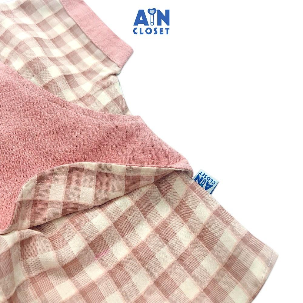 Bộ quần áo ngắn bé trai họa tiết Gile caro hồng ruốc - AICDBTHNCM9V - AIN Closet