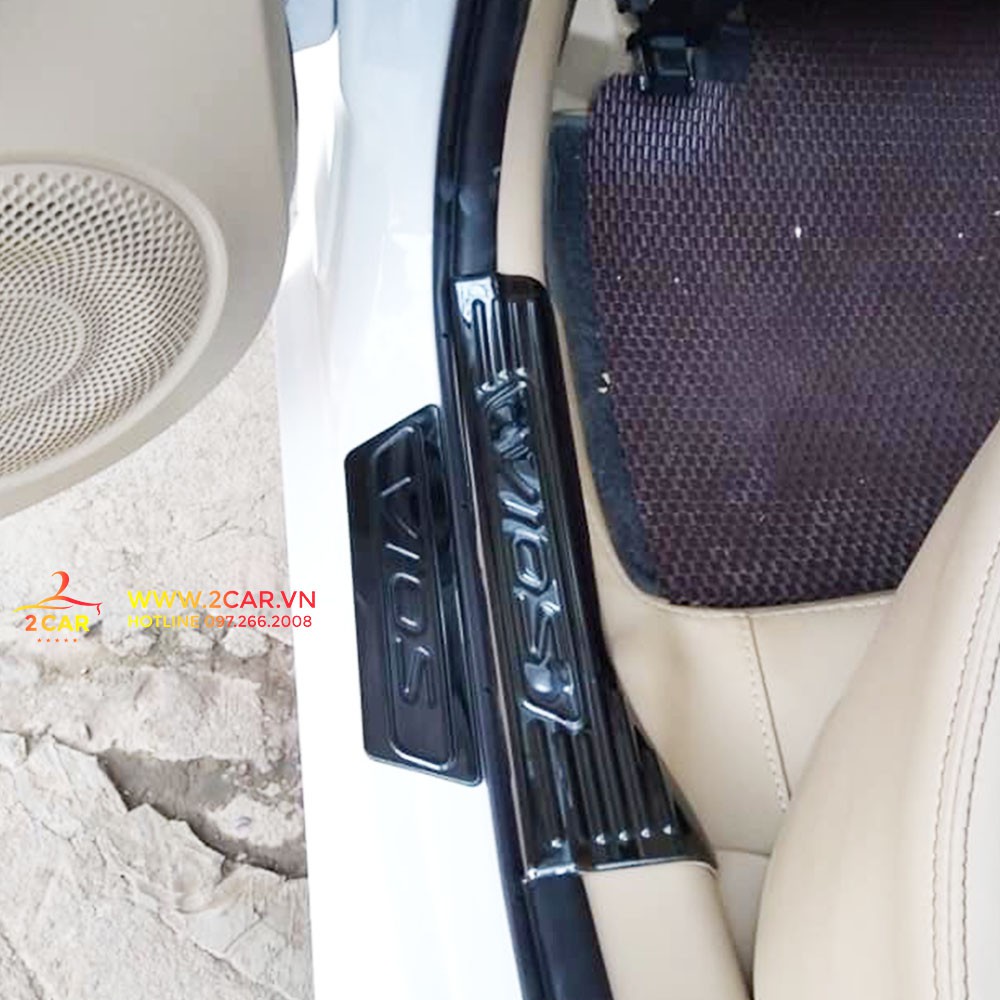 Ốp Bậc Cửa, nẹp bước chân Xe Toyota Vios 2014-2017, 2019- 2022, chất liệu Titan