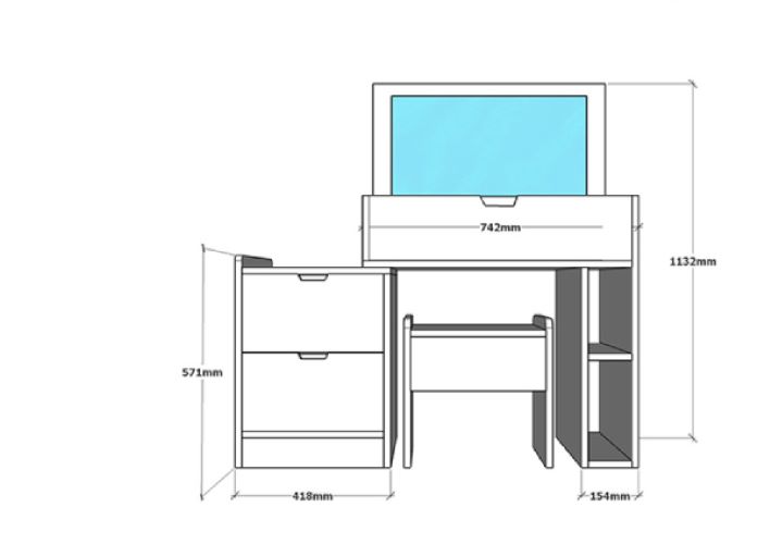 Bàn Trang Điểm Phong Cách Châu Âu Gương Gập Mở Ngăn Chứa Đồ Rộng Rãi Kèm Ghế Đệm (BTD-08)