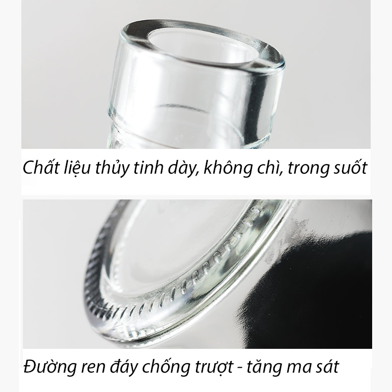 Chai rót dầu ăn, nước tương thủy tinh bọc Inox 304 cao cấp 300ml bằng thủy tinh chai hũ lọ gia vị dụng cụ nhà bếp tiện ích VANDO