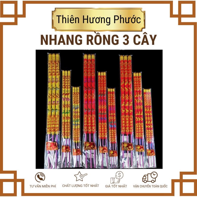 Nhang rồng 3 cây đỏ TQ cao 40cm 30cm