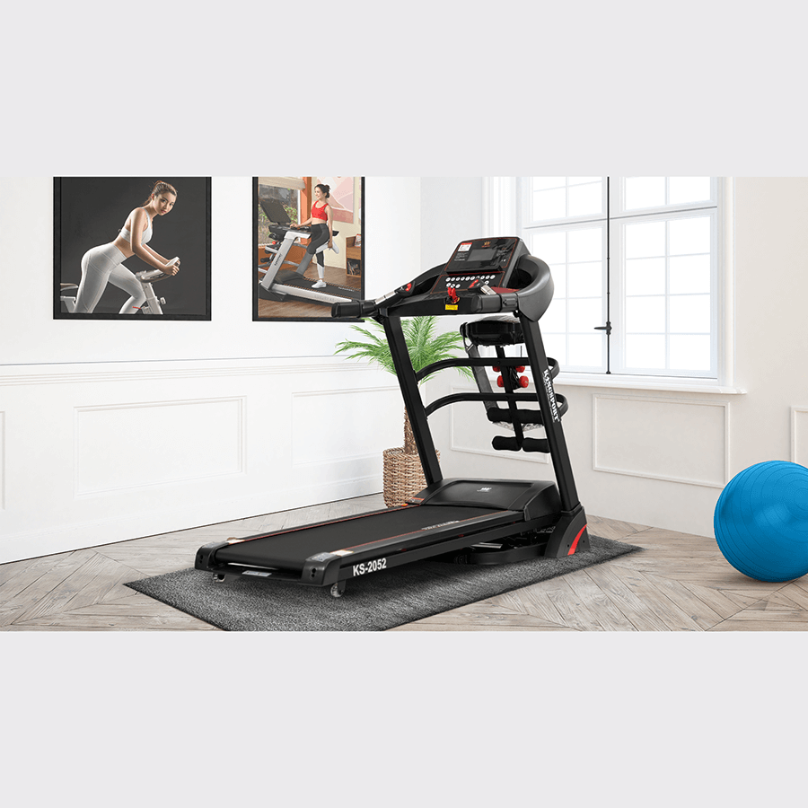 Máy chạy bộ tại nhà Kingsport KS-2052 đa năng có chức nâng dốc tự động, kèm theo đai massage và thanh gập bụng
