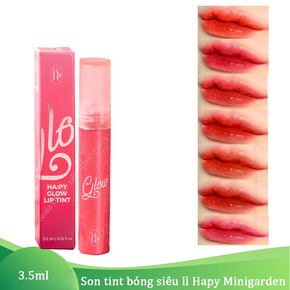 Son tint bóng lì Hapy Glow Lip Tint 3.5ml kháng nước lâu trôi không khô môi căng bóng