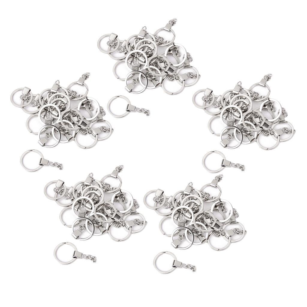 100Pcs Blank Key Rings DIY Keychain Key Holder Split Rings with Chain Silver