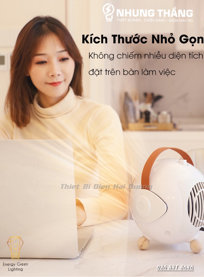 Máy Sưởi Để Bàn MS-Q6, Quạt Sưởi Mini - Công Nghệ Sưởi Gốm PTC Ceramic-Làm Nóng Nhanh -Tích Hợp Tản Gió -Hẹn Giờ Tắt - Có Video