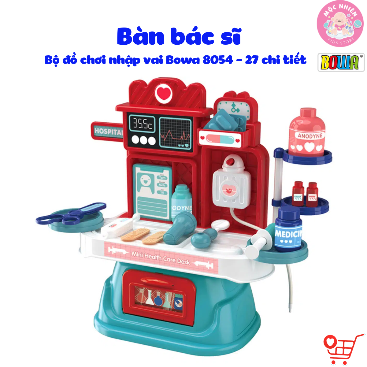 Đồ chơi nhập vai Bowa 8054 - Bàn bác sỹ 27 chi tiết