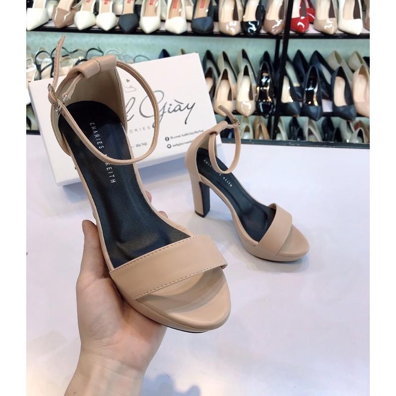 SD08 - Sandal quai ngang da lì bít gót đúp đế 12p