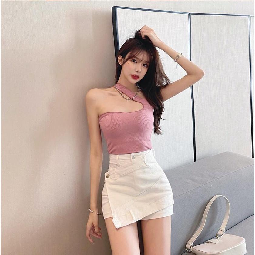 Quần nữ ngắn, quần nữ giả váy chất kaki co dãn màu trắng đen size S M L SKUQ-46