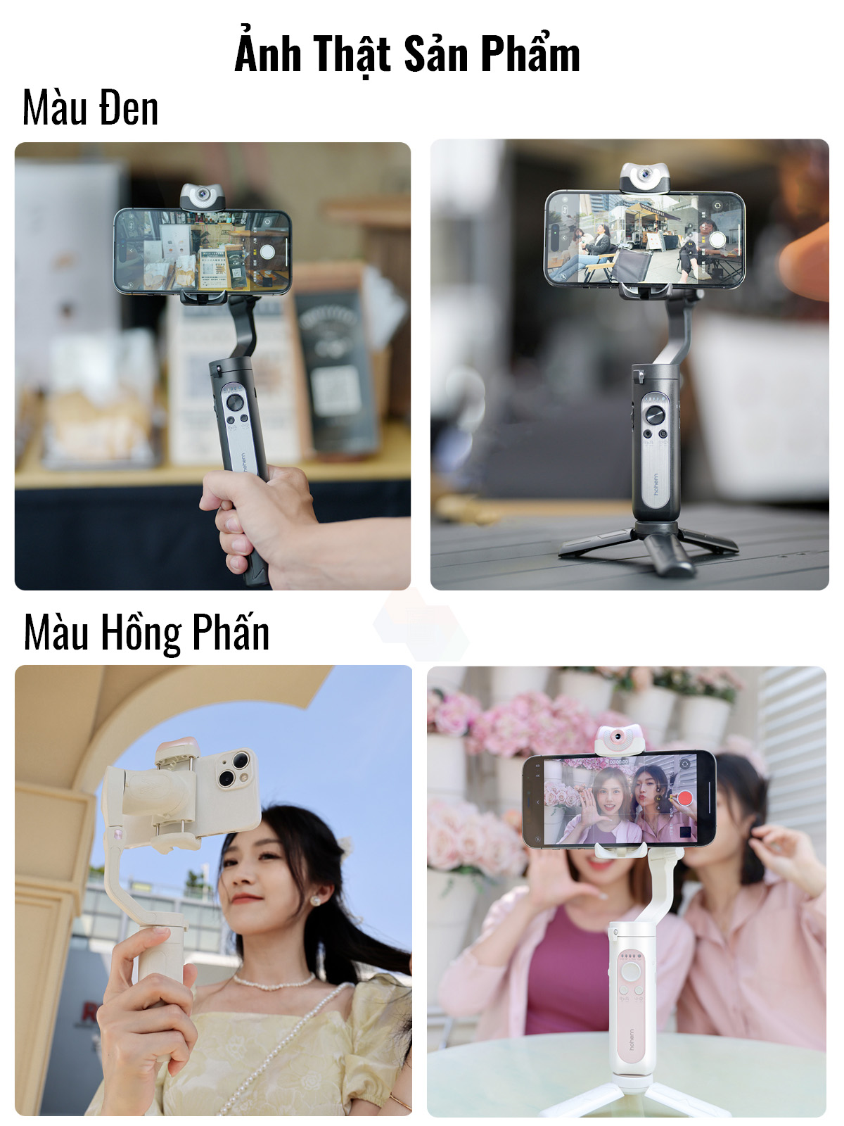 Tay cầm chống rung điện thoại V2S tích hợp camera AI độc lập, gimbal 3 trục quay video, livestream, điều khiển cử chỉ thông minh, hàng chính hãng