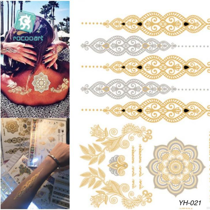 Hình xăm dán ánh kim tattoo gold cao cấp 15x21cm
