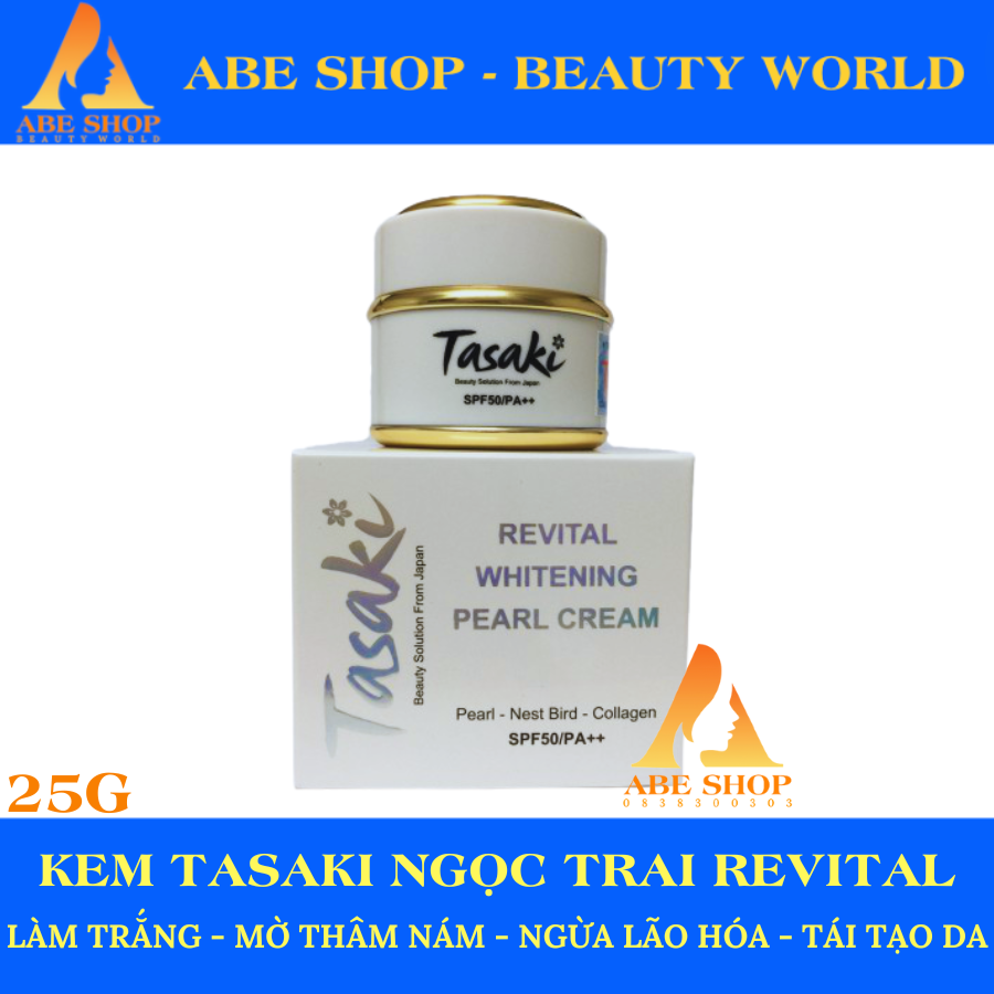 KEM TASAKI NGỌC TRAI - COLLAGEN - YẾN ( Hũ Tròn ) - REVITAL WHITENING PEARL CREAM 20G