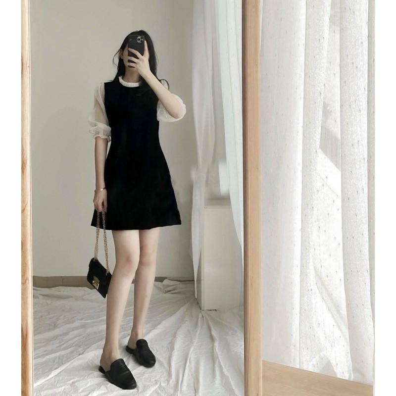 Váy tay lỡ có khoá sau phối voan sang chảnh