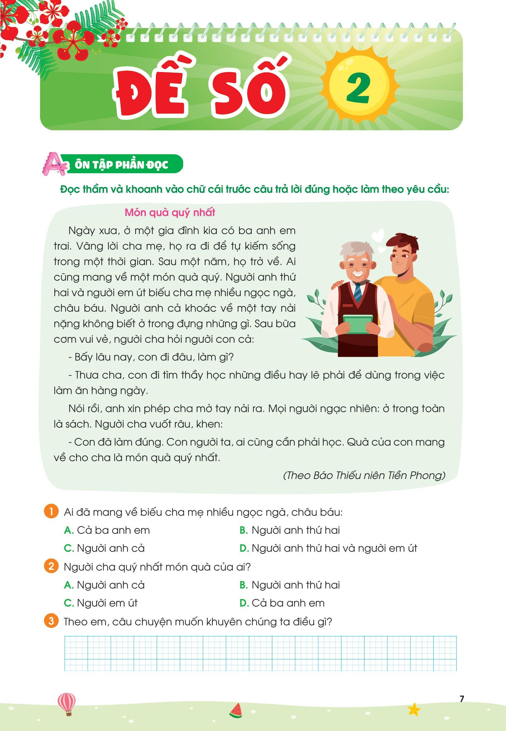 Phiếu Ôn Hè Tiếng Việt 2 (Theo Chương Trình Giáo Dục Phổ Thông Mới)