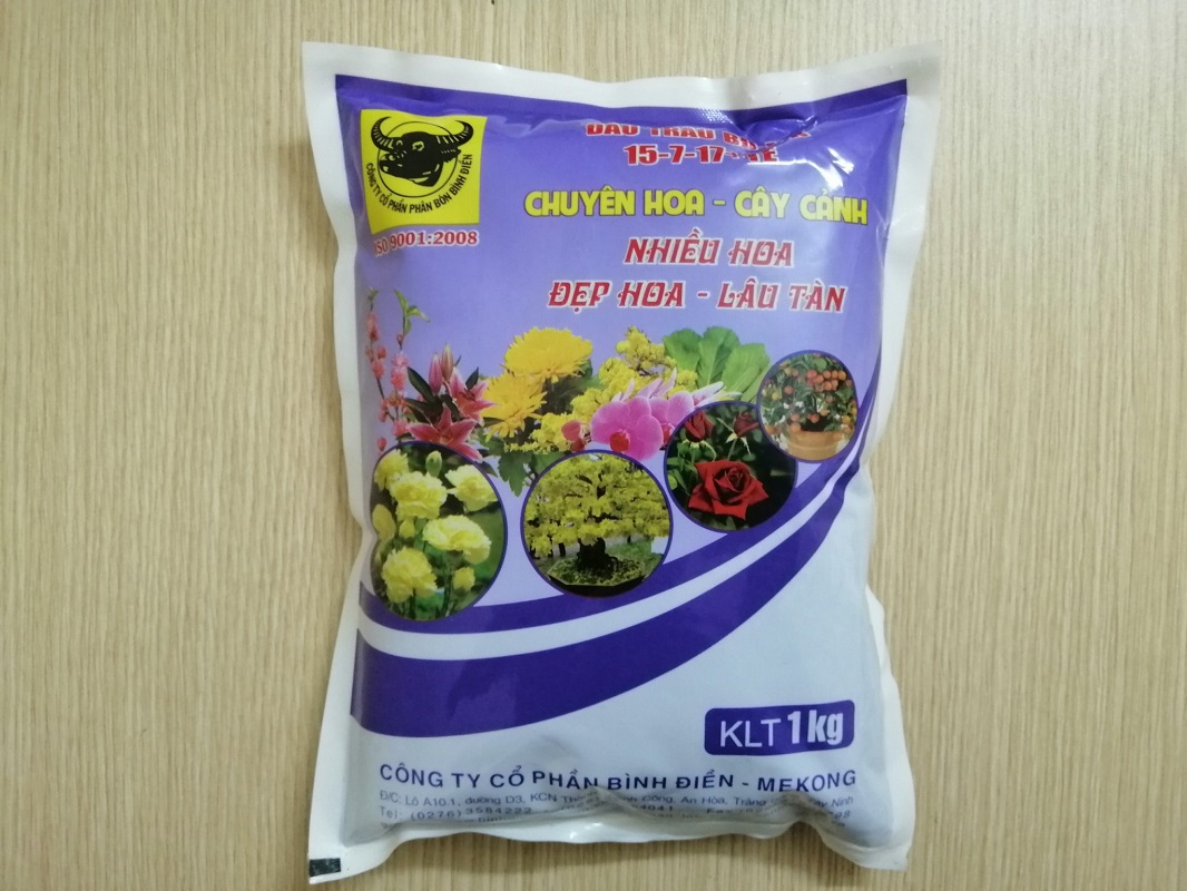 COMBO PHÂN BÓN HỖN HỢP ĐẦU TRÂU BĐ-MK NPK 30-10-10 NẢY CHỒI, RA LÁ GÓI 1KG + PHÂN BÓN ĐẦU TRÂU BĐ-MK 15-7-17+TE CHUYÊN HOA CÂY CẢNH, NHIỀU HOA, ĐẸP HOA GÓI 1KG