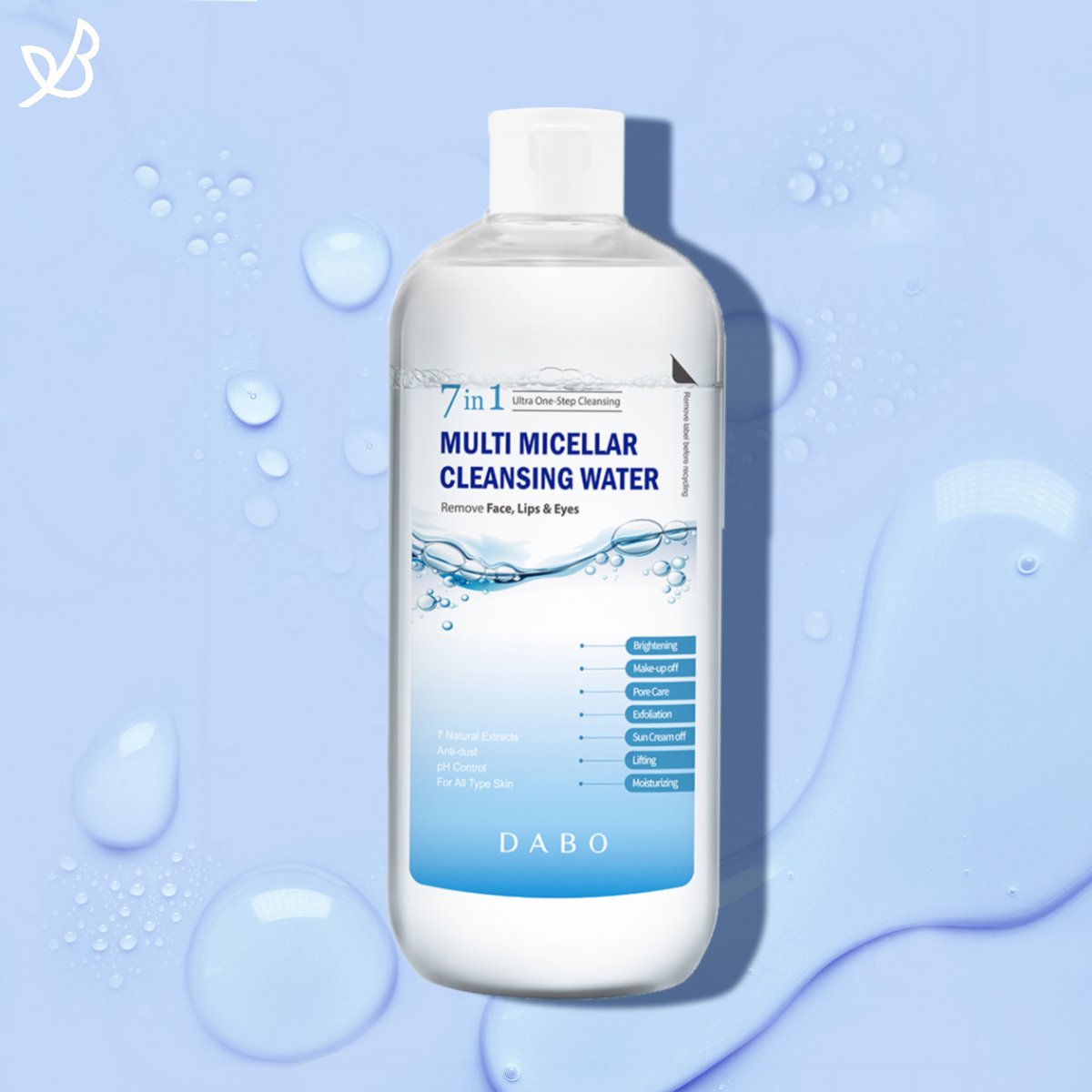 Nước tẩy trang Dabo đa năng 7 tác dụng Multi Micellar Water Hàn Quốc 500ml tặng móc khóa