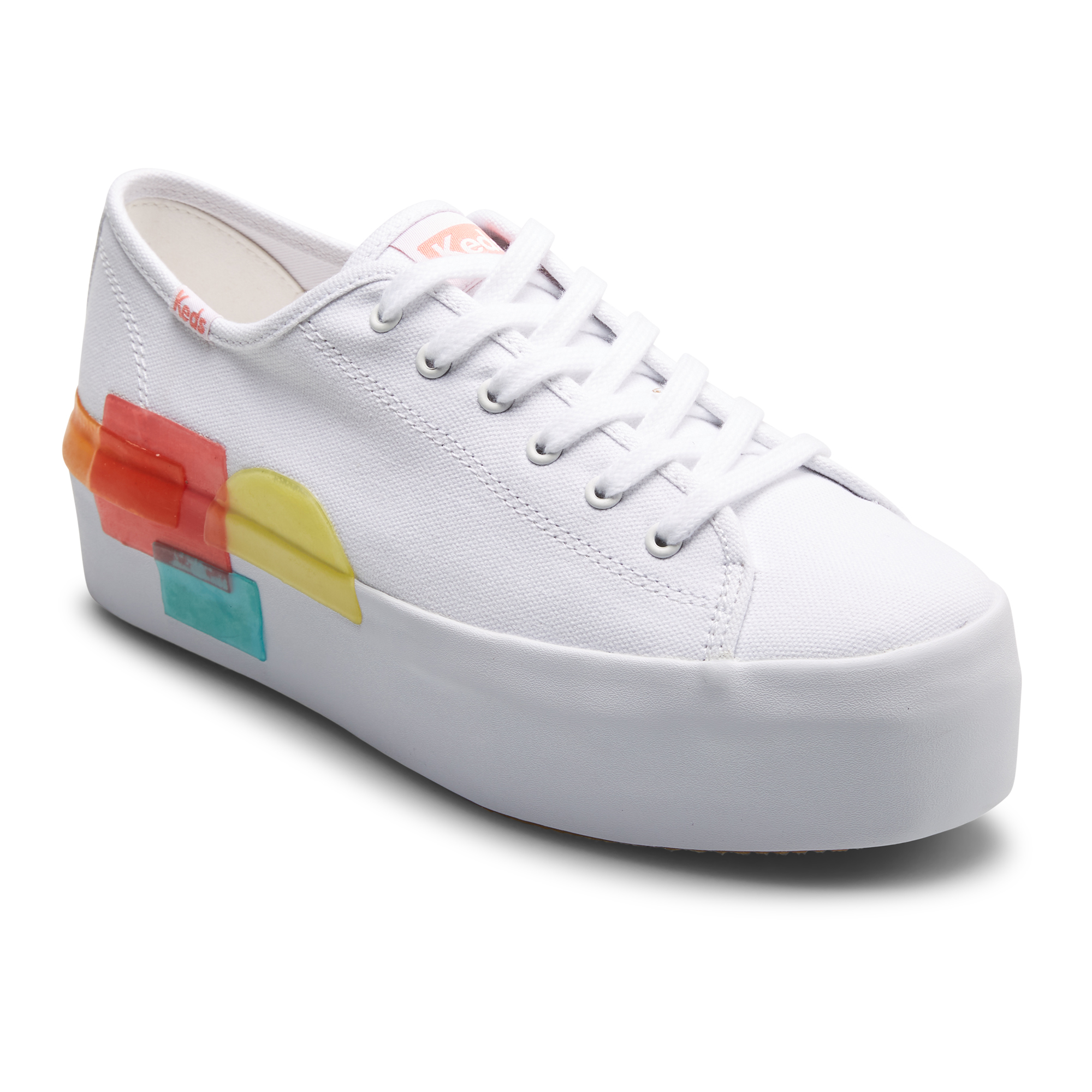 Giày Keds Nữ- Triple Up Canvas Blocked Rubber White- KD066390