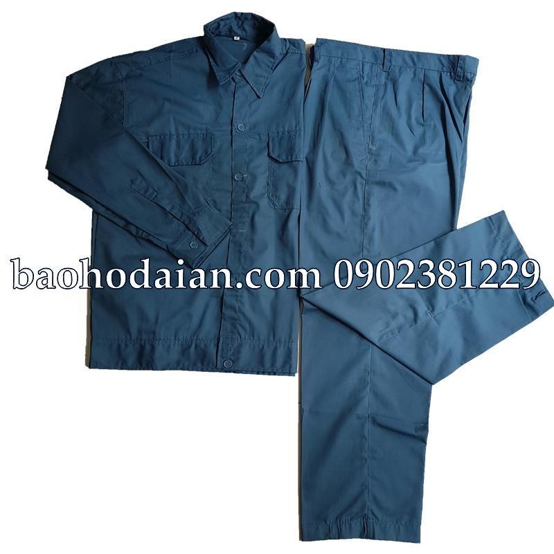 Quần áo công nhân vải si thoáng mát màu xám xanh