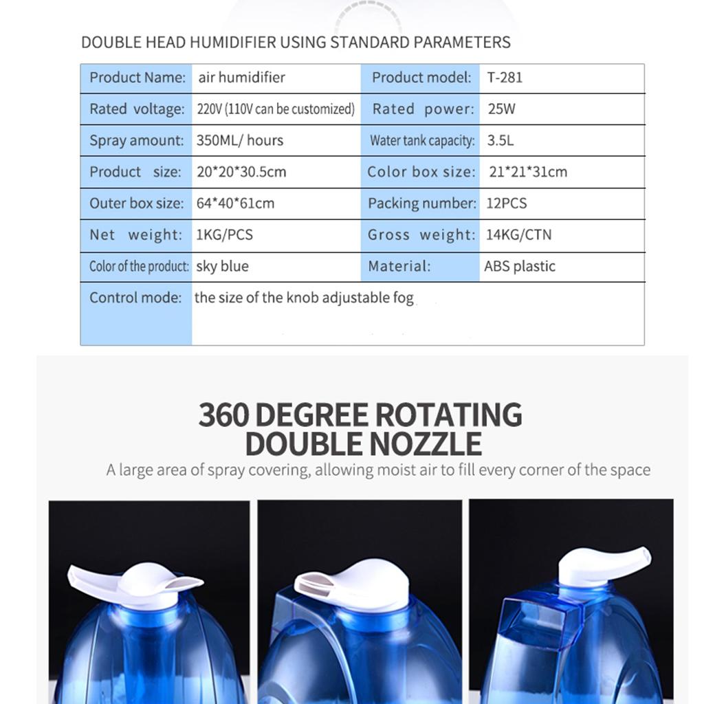 Cool Mist Humidifier Quiet Low Noise Humidifier for Home Office JP Plug