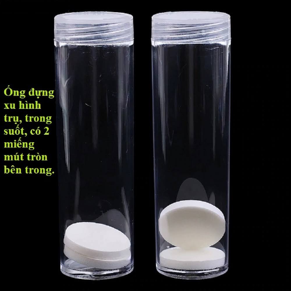 Hộp 10 Ống đựng xu size 27mm bảo quản đồng xu sưu tầm, Màu Sắc Trắng trong - mã SP001187