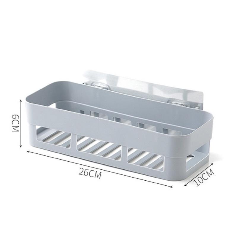 Kệ đựng đồ đa năng nhà tắm, nhà bếp hình CHỮ NHẬT tặng kèm miếng dán - Khay kệ nhựa chữ nhật dán tường nhà tắm nhà bếp